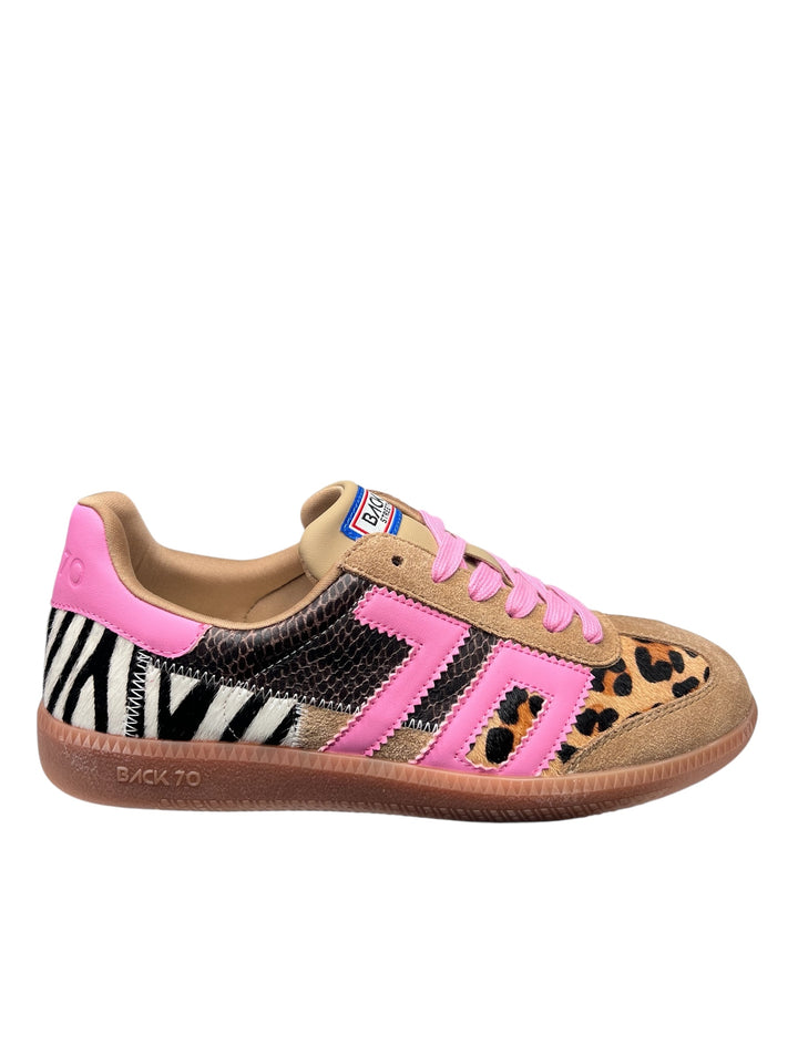 sneaker donna pelle maculato-fuxia