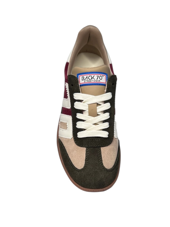 sneaker donna pelle beige-oliva-vino
