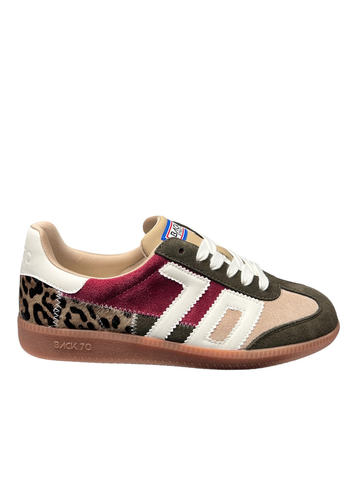 sneaker donna pelle beige-oliva-vino