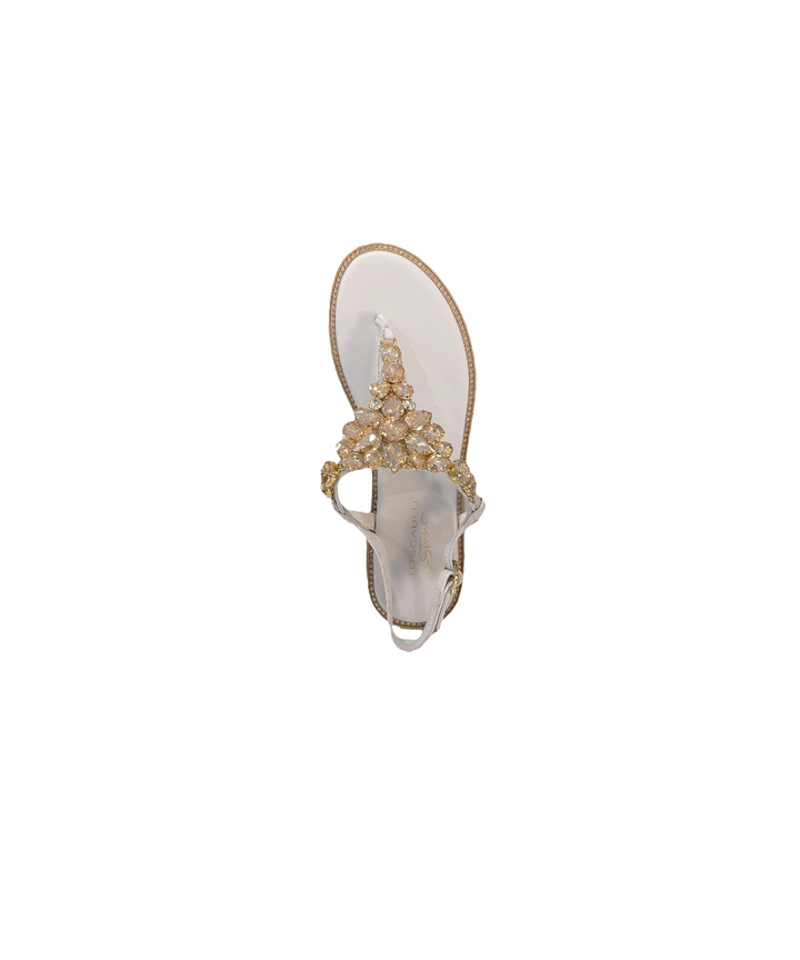 sandalo infradito pelle con pietre toscablu art. ss2246s421-c00 bianco