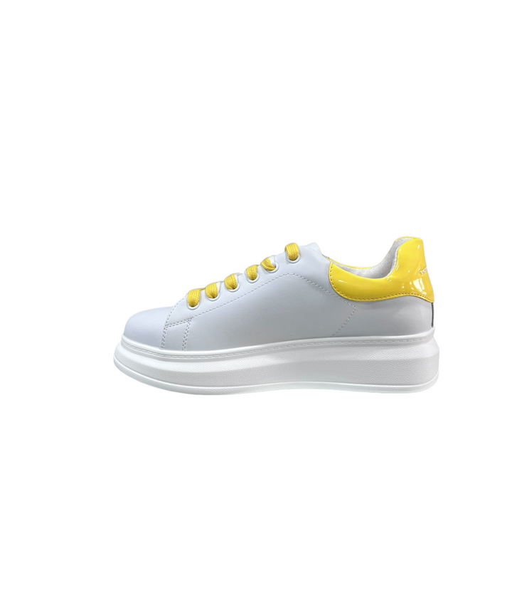 sneakers donna pelle toscablu art. ss2307s033c10 bianco-giallo