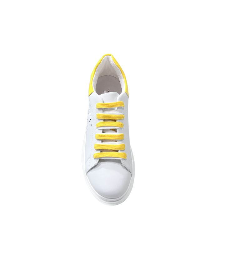 sneakers donna pelle toscablu art. ss2307s033c10 bianco-giallo