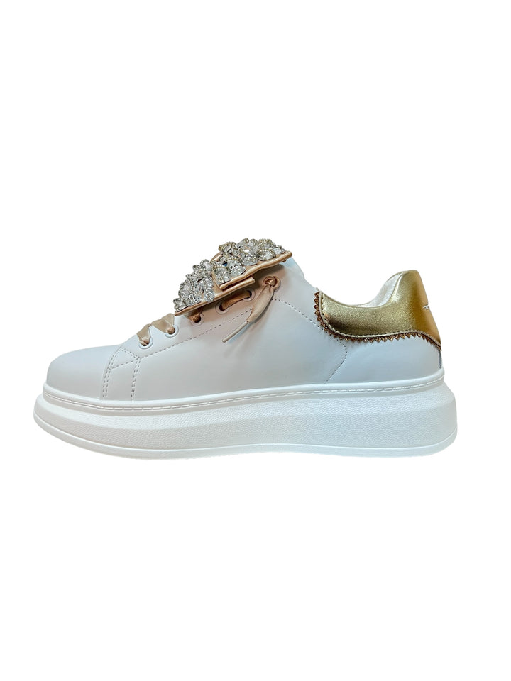 sneakers donna pelle toscablu art. ss2402s013c00o bianco-oro