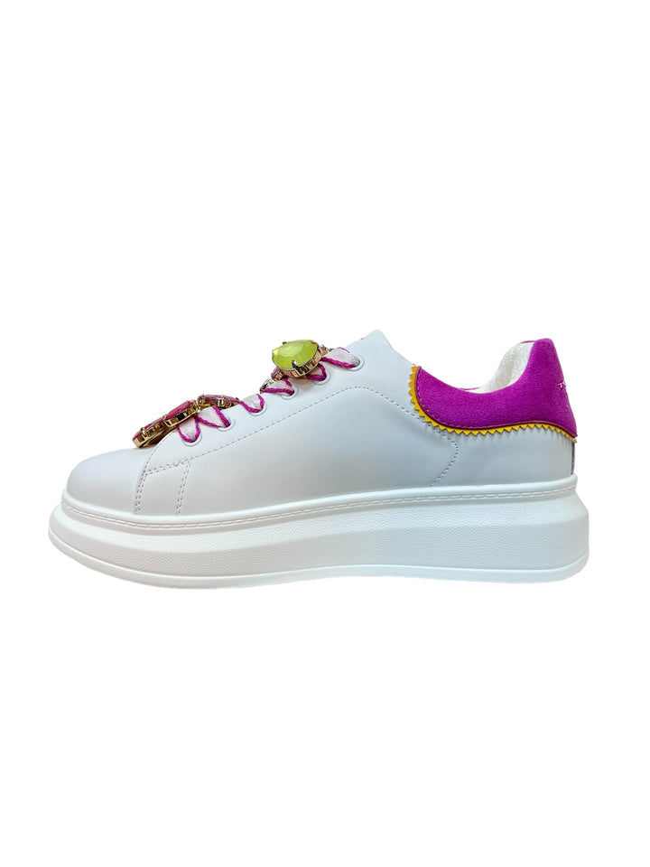sneakers donna pelle toscablu art. ss2402s018c00x bianco-fucsia