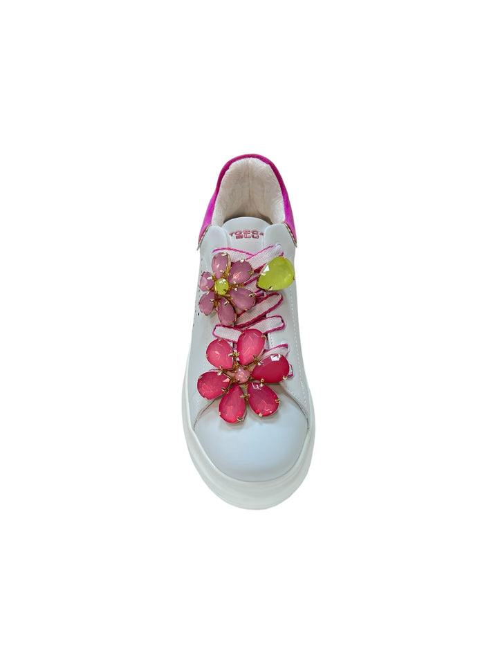 sneakers donna pelle toscablu art. ss2402s018c00x bianco-fucsia
