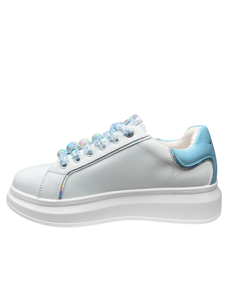 sneakers donna pelle toscablu bellatrix art.ss2501s00188a bianco-azzurro