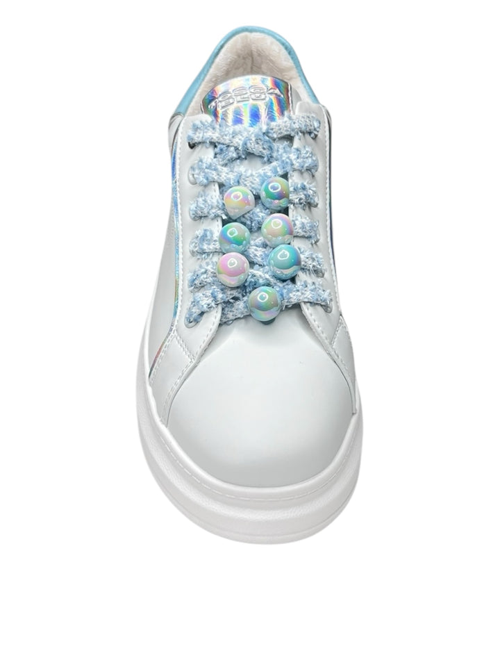 sneakers donna pelle toscablu bellatrix art.ss2501s00188a bianco-azzurro