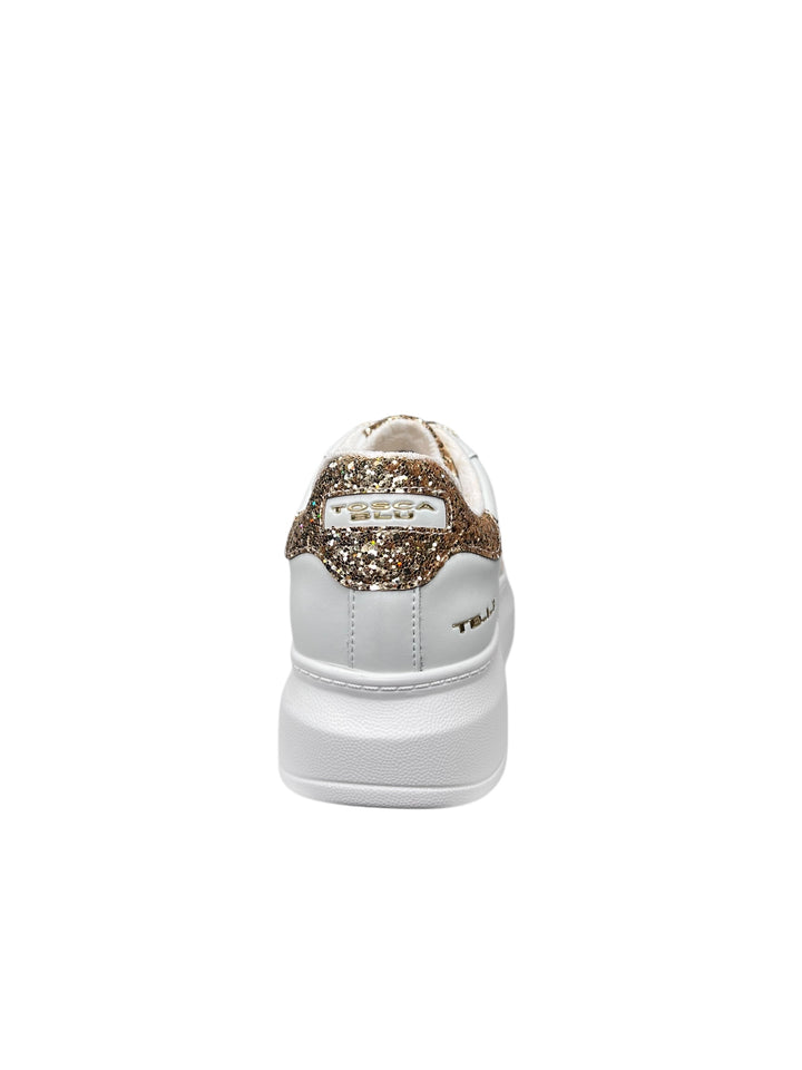sneakers donna pelle toscablu bellatrix art.ss2501s00300o bianco-oro