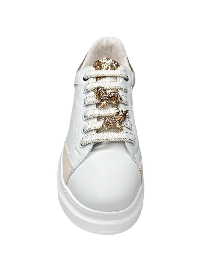 sneakers donna pelle toscablu bellatrix art.ss2501s00300o bianco-oro