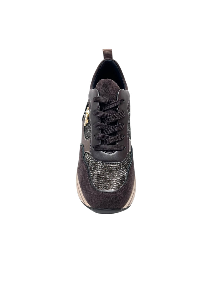 sneakers platform donna queen helena art.x31-20 testa di moro-bronzo