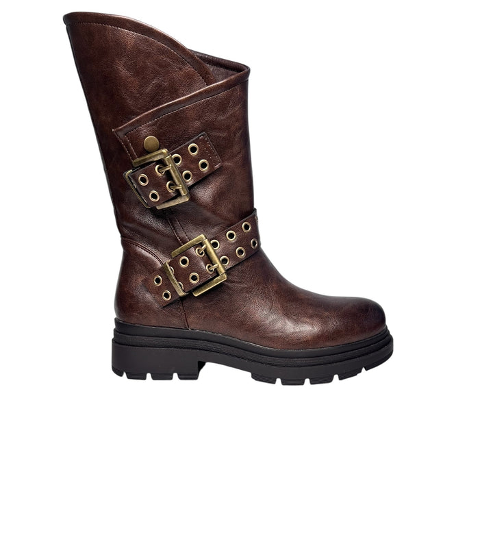 stivaletto biker donna marrone