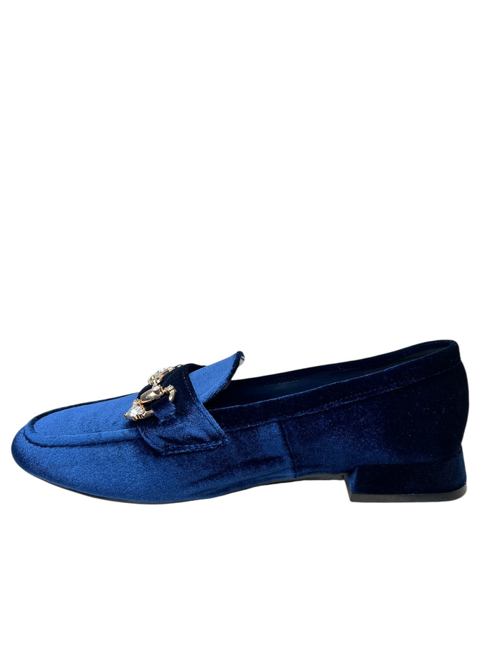 mocassino donna velluto blu