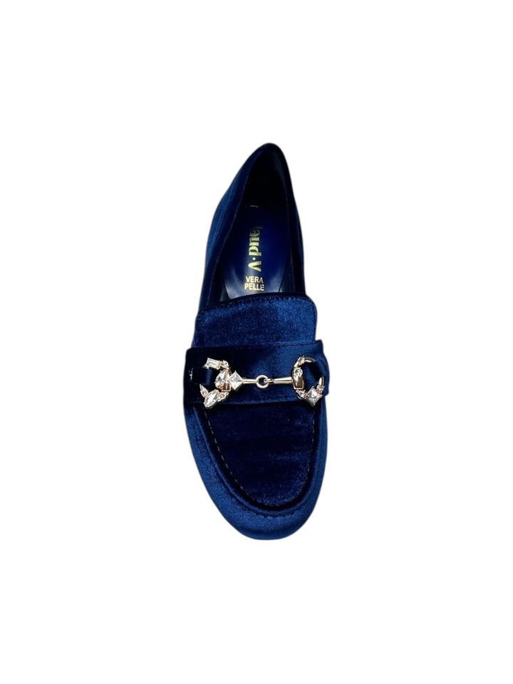 mocassino donna velluto blu