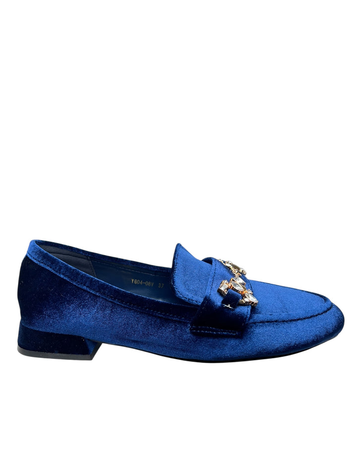 mocassino donna velluto blu