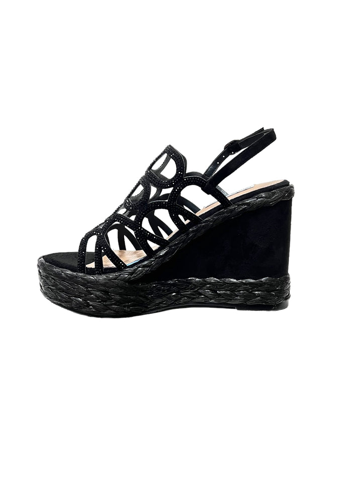 sandali strass donna zeppa queen helena art.zm9648 black