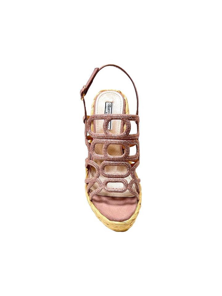sandali strass donna zeppa queen helena art.zm9648 cipria